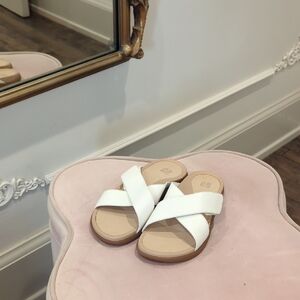 Abeo "Laguna" White Cross-Strap Sandals, Metatarsal, Sz 5